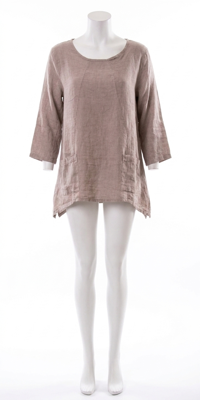 NEW GIGI MODA maira linen scoop neck top in sand